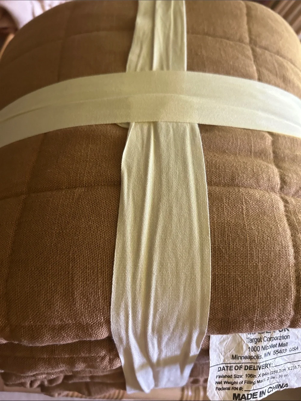 Casaluna King Heavyweight Linen Blend Quilt , Warm Brown